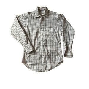 Lord & Taylor Mens Vintage Button Brown Plaid Shirt Sz 15/33